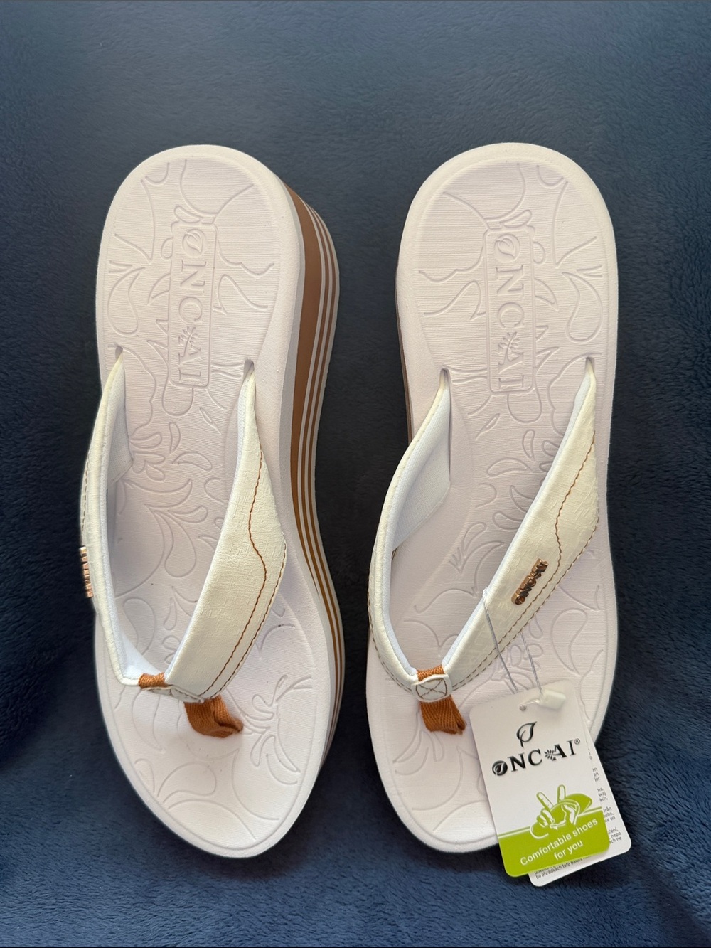 Oncai Women’s Cream Platform Flip Flop Sandals